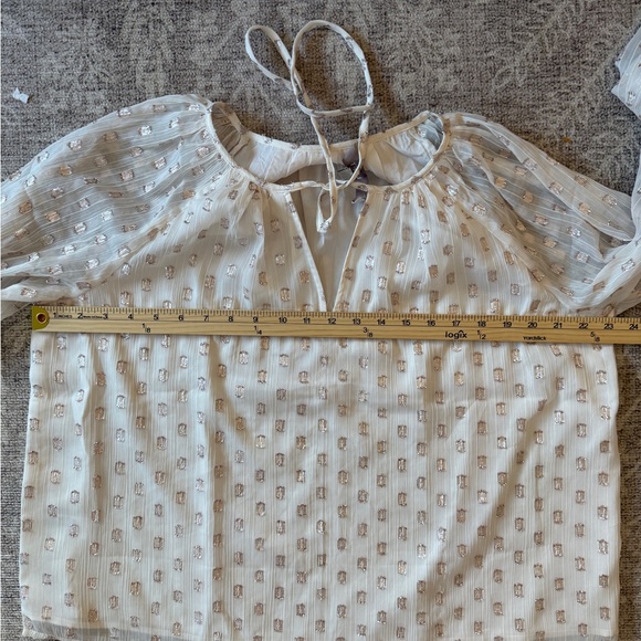 Loft Ivory Metallic Clip Dot Blouse Brand New (missing tag) S Boho Fairycore - Picture 4 of 9